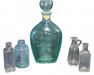 Liberty Eagle Embossed Aqua Glass Decanter & More
