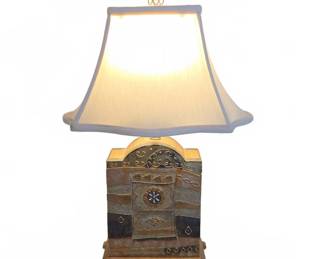 Decorative Metal Table Lamp with Ornate Base