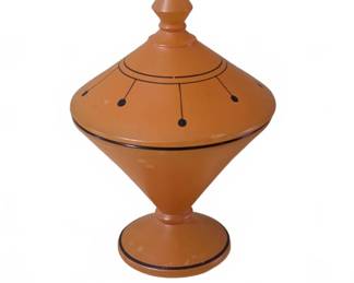 Art Deco Orange Glass Covered Compote