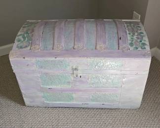Hand-Painted Wooden Dome Top Trunk