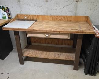 Wood and Metal Workbench with Drawer 60 x 24 x 34