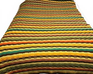 Multicolor Crocheted Blanket 57x84 With Edge Wear