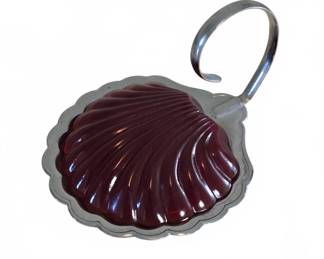 Shell-Shaped Silverplate and Ruby Glass Jam Jar