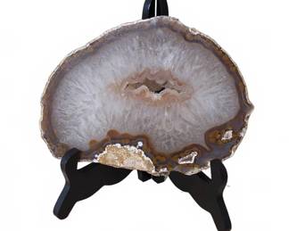 Polished Agate Geode Slice With Stand