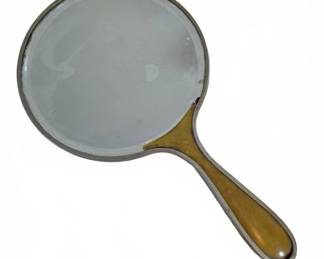 Celluloid Hand Mirror with Metal Trim