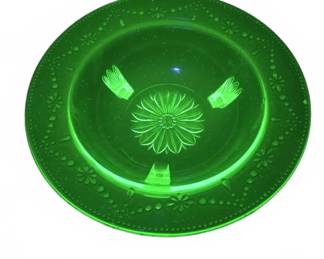 Green Uranium Glass Footed Bowl