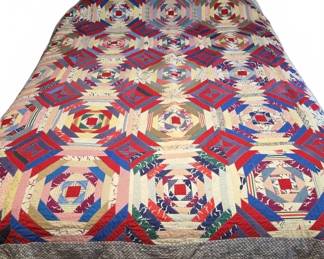 Handmade Pineapple Log Cabin Quilt 80x80