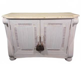 Whitewashed Wood Sideboard with Stone Top