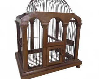 Wood and Metal Dome Top Bird Cage