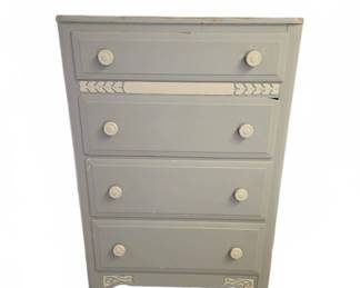 Gray Painted Four-Drawer Wooden Chest