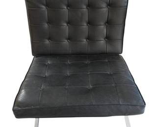 Black Leather Barcelona Style Chair