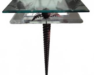 Postmodern Glass and Metal Console Table