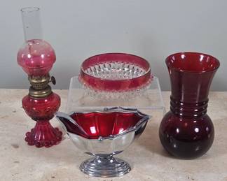 Ruby and Cranberry Glass Decor