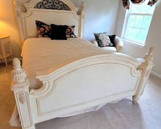 Queen Bed Frame With Mattress and Bedding
