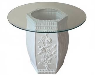 Hexagonal Ceramic Table With Glass Top