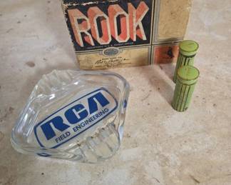 Rook Card Game, RCA Ashtray, Tums Tins