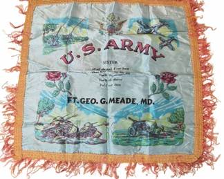 WWII U.S. Army Sweetheart Silk Ft. Meade