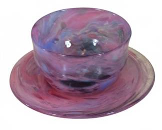 Graeger Signed Art Glass Bowl and Plate