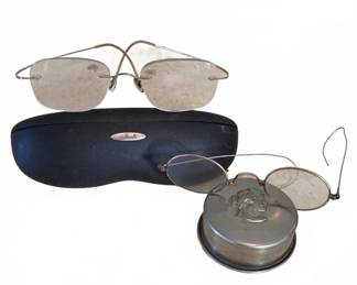 Silhouette Rimless Glasses and Vintage Folding Cup