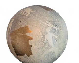 Decorative Spherical Pottery with Cave Art Motifs