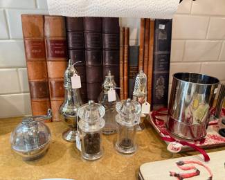 Salt, Pepper Grinder, Sugar Shakers,  Nutmeg Grinder, and more...