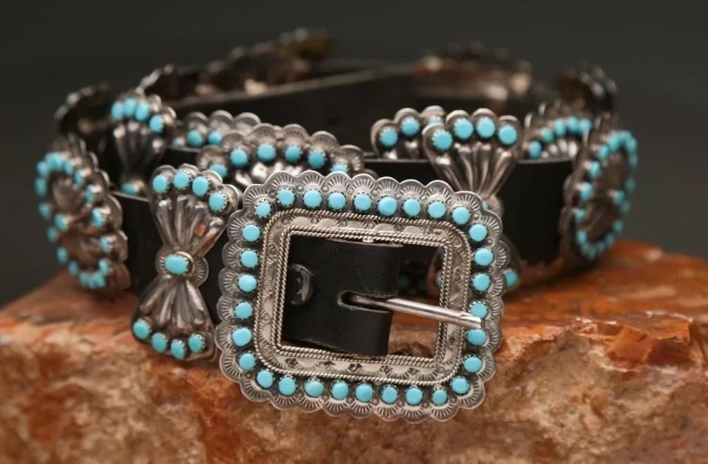 Navajo Sterling Silver  Turquoise Belt