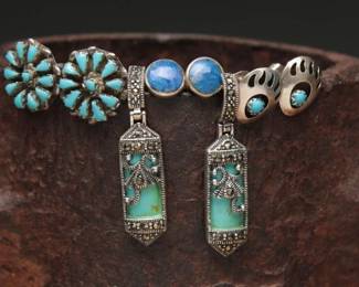Southwestern 925 Silver Turquoise Earrings