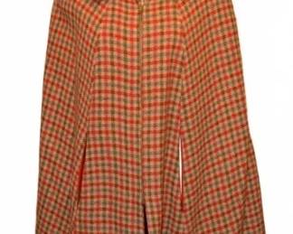 Vintage 60s70s Plaid Wool Zippered Cape Coat