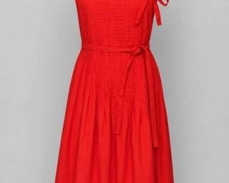 80s Nipon Boutique Red Cotton Bow Dress
