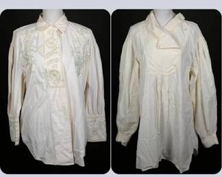 1980s Womens Ivory Cotton Blouses
