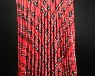 70s Tartan Plaid Accordian Pleat Maxi Skirt