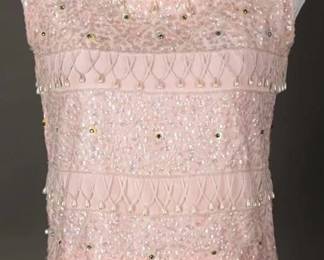 1960s Hong Kong Pink Beaded Knit Top