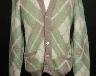 1960s Jockey Mohair Wool Argyle Cardigan