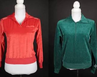 1970s Melon and Green Velour Pullovers