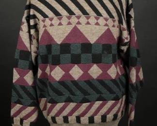 80s Tosani Geometric Wool Blend Sweater