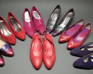 8 Pair Womens Vintage Designer 80s Heels  Flats