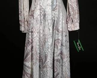 70s Unworn Nancy Greer Metallic Lam Maxi Dress