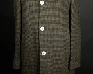 Mens 60s London Fog Herringbone Tweed Trench Coat