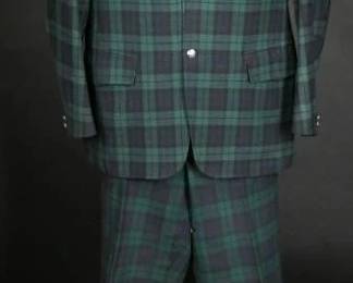 80s Mens Pendleton Black Watch Tartan Wool Suit