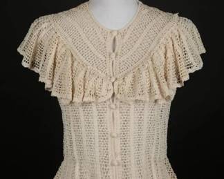 80s LIMS Hand Crocheted Ruffle Collar Knit Top