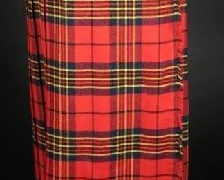1970s Wool Blend Plaid Kilt Maxi Skirt