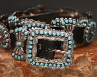Navajo Sterling Silver Turquoise Belt
