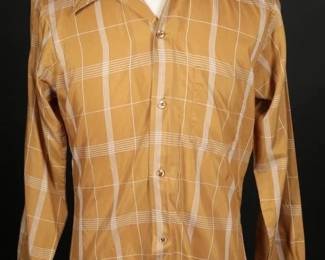 Mens 60s Arrow Monarch Mustard Yellow Plaid Shirt