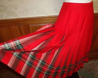 Vintage The Scotch House Red Plaid Reversible Wool Skirt