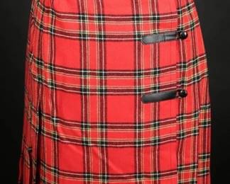 60s Young Pendleton Wool Plaid Kilt Skirt