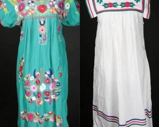 Vtg HandEmbroidered  Ribbon Folk Dresses
