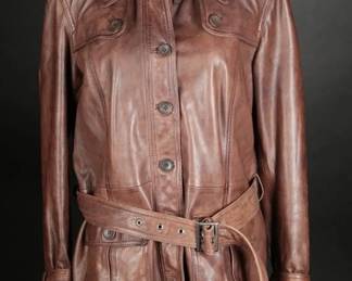 Womens Vtg Y2K Leather Esprit Belted Jacket