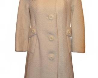Vintage 1960s Cream Boucl Fox Fur Collar Coat