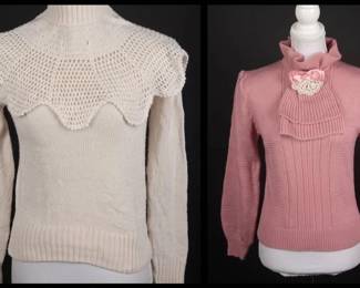 80s Romantic Womens High Neck Knit Sweaters