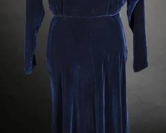 Vtg 80s Ralph Lauren Saphire Blue Silk Velvet